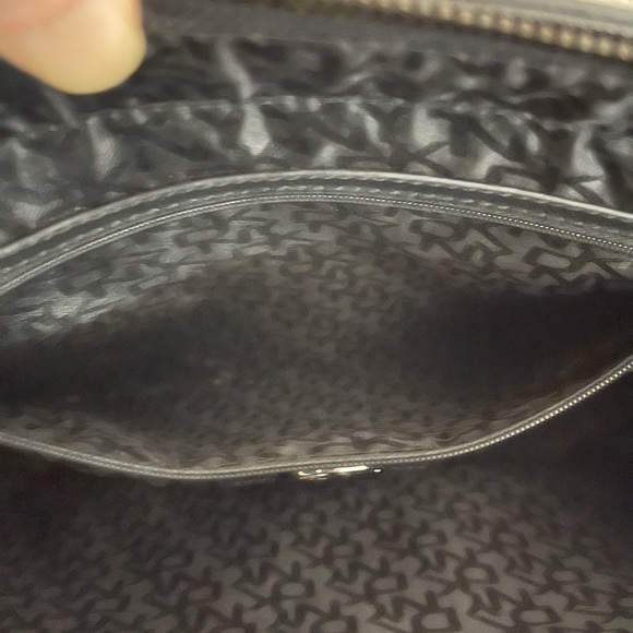 DKNY Metallic Gray Leather Studded Tote | Zip Top | Large - Picture 11 of 16